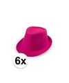 6x Goedkope roze verkleed hoedjes