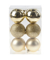6x Gouden kerstballen 8 cm kunststof mat-glans-glitter