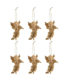 6x Kerst hangdecoratie gouden engeltje met viool muziekinstrument 10 cm