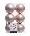 6x Kunststof kerstballen glanzend-mat licht roze 8 cm kerstboom versiering-decoratie lichtroze