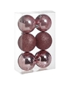 6x Kunststof kerstballen glanzend-mat roze 8 cm kerstboom versiering-decoratie