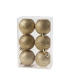 6x Kunststof kerstballen glitter goud 6 cm kerstboom versiering-decoratie