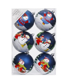 6x Kunststof kerstballen met kerstmannen en sneeuwpoppen 8 cm