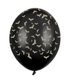 6x Mat zwarte ballonnen met gouden vleermuis print 30 cm Halloween feest-party versiering