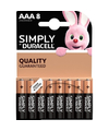 8x Duracell AAA Simply batterijen alkaline LR03 MN2400 1.5 V