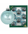 8x Glanzende blauwe kerstboomversiering kerstballen van glas 7 cm