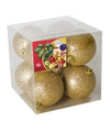 8x stuks kerstballen goud glitters kunststof 7 cm