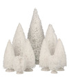9x stuks kerstdorp onderdelen miniatuur kerstbomen-dennenbomen wit