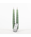 Anna Collection LED dinerkaarsen swirl- 2x st jade groen 23 cm