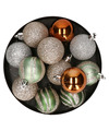 Atmosphera kerstballen 12x -D4 cm champagne-oker-lichtgroen