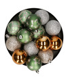 Atmosphera kerstballen 15x -D5 cm mix groen-champagne plastic