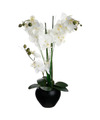 Atmosphera Orchidee bloemen kunstplant in zwarte bloempot witte bloemen H53 cm
