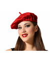 Atosa Carnaval verkleed hoed-baret in Franse stijl rood heren-dames Frankrijk thema