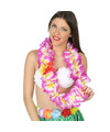 Atosa Hawaii krans-slinger Tropische kleuren paars Grote bloemen hals slingers