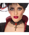 Atosa Verkleed sieraden ketting met edelsteen zwart-rood dames kunststof Heks-vampier