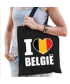 Belgie schoudertas I love Belgie zwart katoen