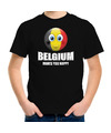 Belgium makes you happy landen-vakantie shirt zwart voor kinderen met emoticon