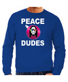 Blauwe Kersttrui-Kerstkleding peace dudes voor heren met social media kerstbal