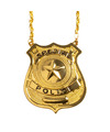 Boland Carnaval-verkleed accessoires Politie sieraden ketting met badge goud kunststof