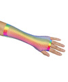 Boland Carnaval verkleed handschoenen visnet stof regenboog vingerloos dames elastiek