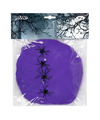 Boland decoratie spinnenweb-spinrag met spinnen 60 gram paars Halloween-horror versiering