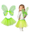 Boland Verkleed set vlinder-fee vleugels en rokje groen kinderen
