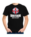 Britain makes you happy landen-vakantie shirt zwart voor kinderen met emoticon