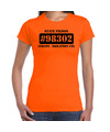 Carnaval boeven-gevangenen t-shirt oranje dames isolation cel