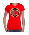 Carnaval brandweervrouw-brandweer shirt-kostuum rood voor dames