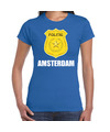 Carnaval shirt-outfit Amsterdam politie embleem blauw voor dames
