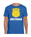 Carnaval shirt-outfit Amsterdam politie embleem blauw voor heren