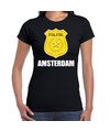 Carnaval shirt-outfit Amsterdam politie embleem zwart voor dames