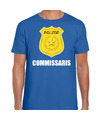 Carnaval shirt-outfit politie embleem commissaris blauw voor heren