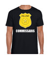 Carnaval shirt-outfit politie embleem commissaris zwart voor heren