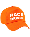 Carnaval verkleed pet -cap race driver-auto coureur oranje voor meisjes en jongens