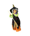 Creation decoratie heksen pop staand 35 cm zwart-oranje Halloween versiering