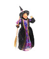 Creation decoratie heksen pop staand 42 cm zwart-paars Halloween versiering