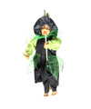 Creation decoratie heksen pop vliegend op bezem 35 cm zwart-groen Halloween versiering