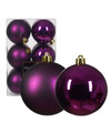Decoris kerstballen 12x paars 6 cm -kunststof