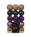 Decoris kerstballen 30x -goud-blauw-paars 6 cm -kunststof