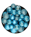 Decoris kerstballen 30x ijs blauw 4, 5 en 6 cm -kunststof