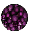 Decoris kerstballen 30x paars 4, 5 en 6 cm -kunststof