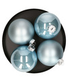 Decoris Kerstballen 4 stuks glas lichtblauw 10 cm