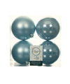 Decoris Kerstballen 4x stuks kunststof lichtblauw 10 cm