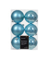 Decoris kerstballen 6x ijs blauw 8 cm -kunststof