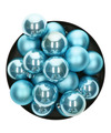 Decoris kleine kerstballen 16x ijs blauw 4 cm -kunststof