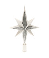Decoris piek ster vorm kunststof wit-zilver 2,5 cm