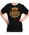 Diva verkleed t-shirt Koningsdag voor meisjes zwart