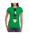 Fout Kerst shirt groen kerstboom stropdas voor dames