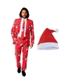 Foute Kerst Opposuits pakken-kostuums met Kerstmuts maat 48 (M) voor heren Christmaster